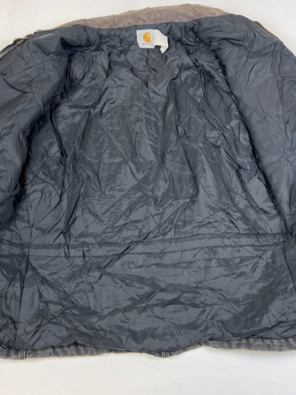 Carhartt Men Black Duck Canvas Quilted Lined Work Jacket Corduroy Collar CQ 185 - Picture 6 of 10